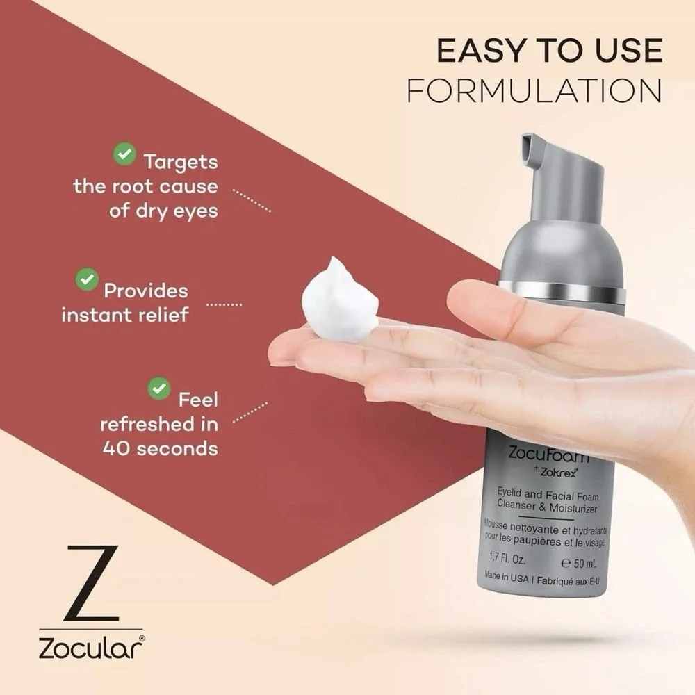 Zocular ZocuFoam‎ Eyelid and Facial Foam Cleanser Moisturizer NEW SEALED